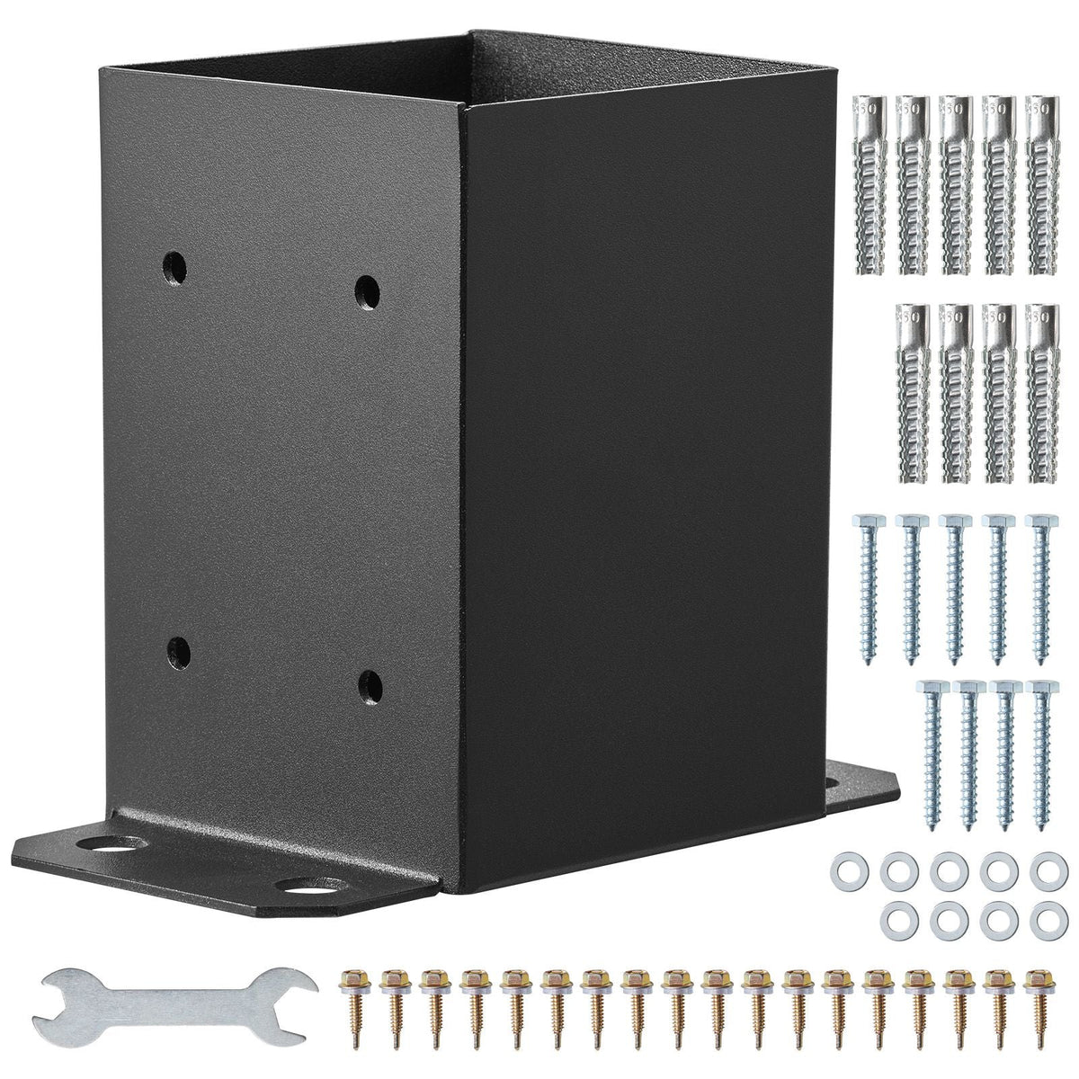 4x4 Post Base 2 Pcs, Inner Size 3.6"x3.6" Post Base Brackets, Heavy Duty Powder-Coated Post Anchor Matte Black Wood Post Brackets for Pavilion Deck Railing Support Deck Base Plate