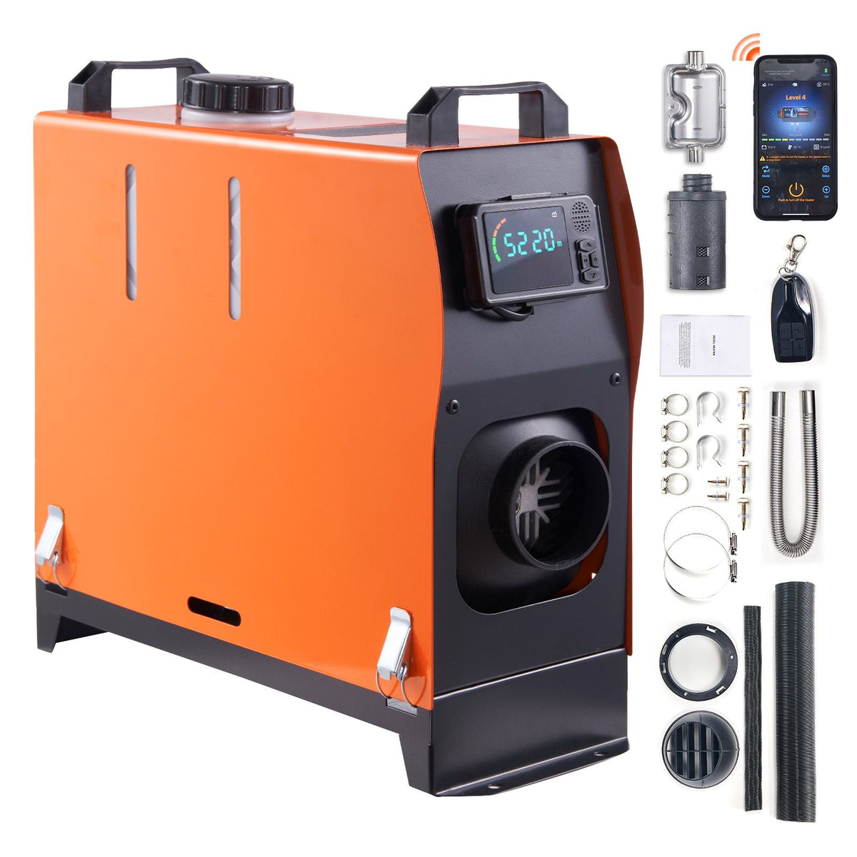 5 KW Diesel Air Heater, Bluetooth App Control All-on-one Diesel Heater with Automatic Altitude Adjustment, Remote Control and LCD, Portable Parking Heater for RV Trailer Camper Van Boat