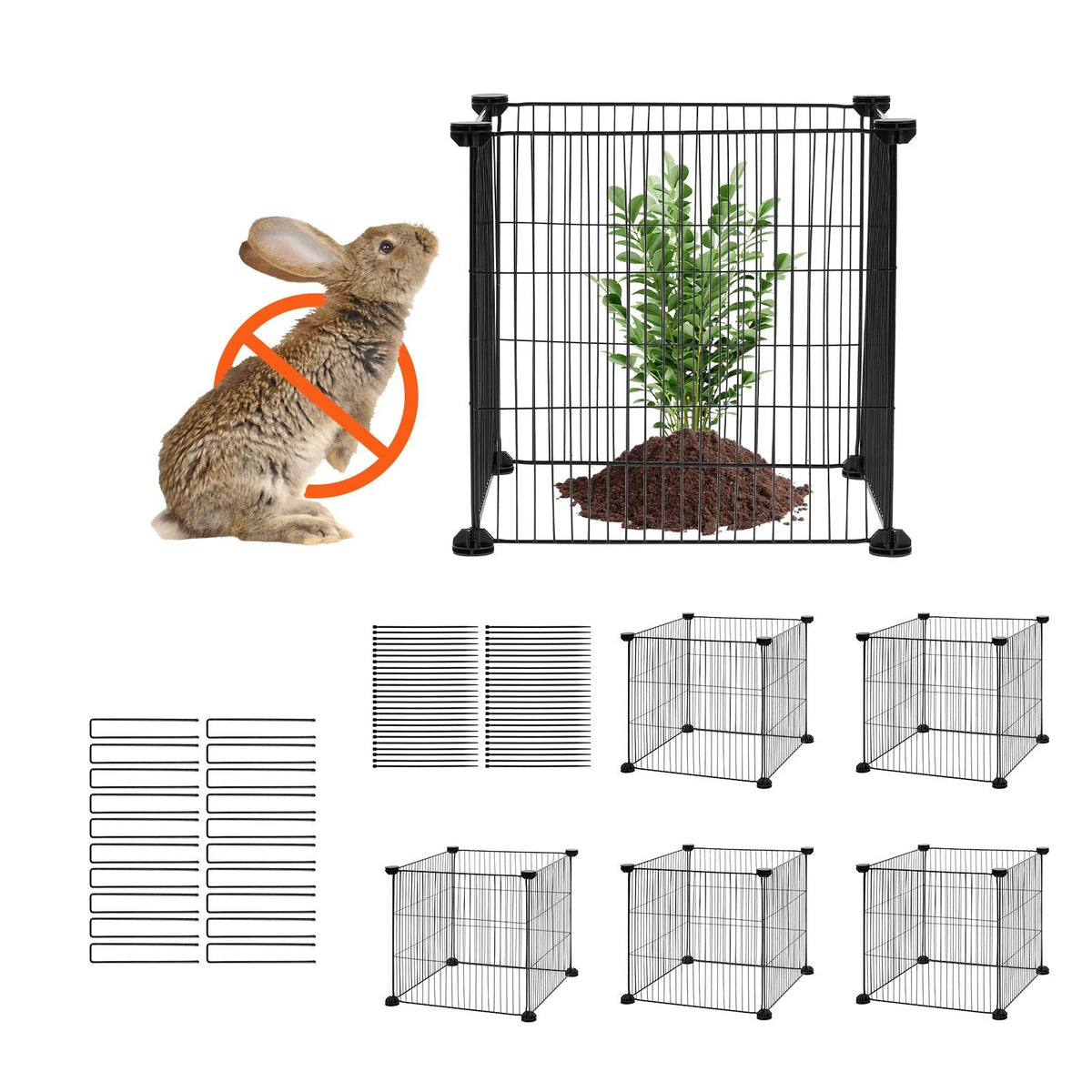 5 Pack Plant Protector from Animals, 15.35'' x 15.35'' Chicken Wire Plant Protector, Plant Cages for Outdoor Plants, Flowers & Vegetables, Keeps Bunny Chicken Squirrels Out, 20pcs Metal Mesh