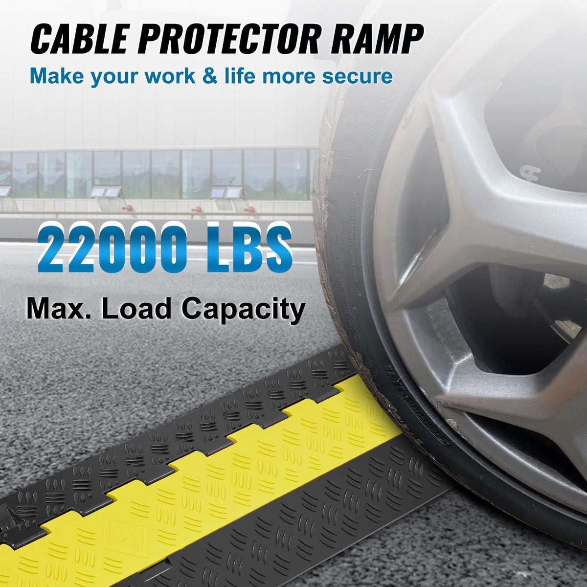 5 PCs Cable Protector Ramp, 2 Channel, 22000 lbs/axle Capacity Heavy Duty TPU Wire Cover Ramp Hose Protector Ramp Driveway, Traffic Speed Bump with TPR Flip-Open Top Cover, for Indoor & Outdoor