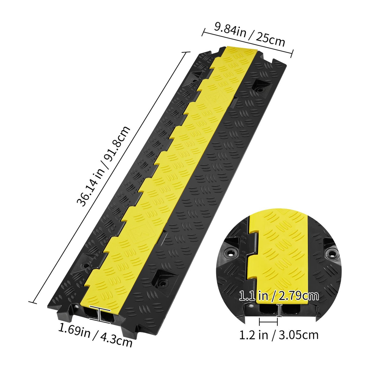 5 PCs Cable Protector Ramp, 2 Channel, 22000 lbs/axle Capacity Heavy Duty TPU Wire Cover Ramp Hose Protector Ramp Driveway, Traffic Speed Bump with TPR Flip-Open Top Cover, for Indoor & Outdoor