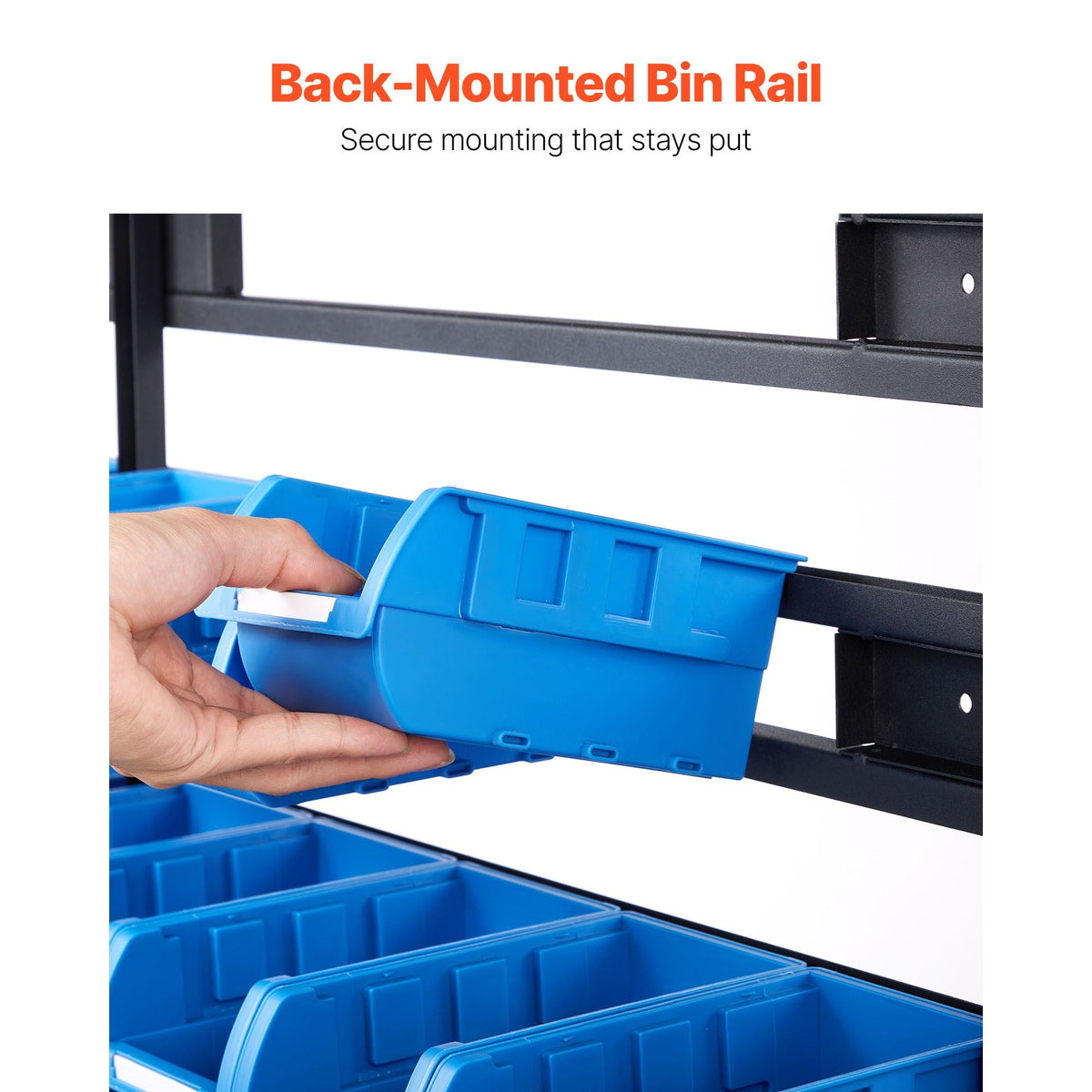 5-Tier Double-Sided Rolling Bin Storage Rack, 68 Organizer Bins, Dual-Sided Parts Organizer with Wheels, Mobile Tool Organizer Plastic Bins for Garage, Warehouse, Office, Restaurant, Classroom