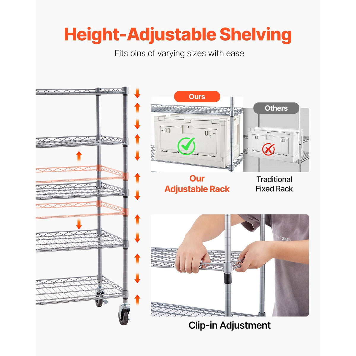 5-Tier Rolling Bin Storage Rack, 12 Organizer Bins, Bin Rack Storage Steel Wire Shelving System with Wheels, Mobile Tool Organizer for Garage, Warehouse, Office, Restaurant, Classroom, Kitchen