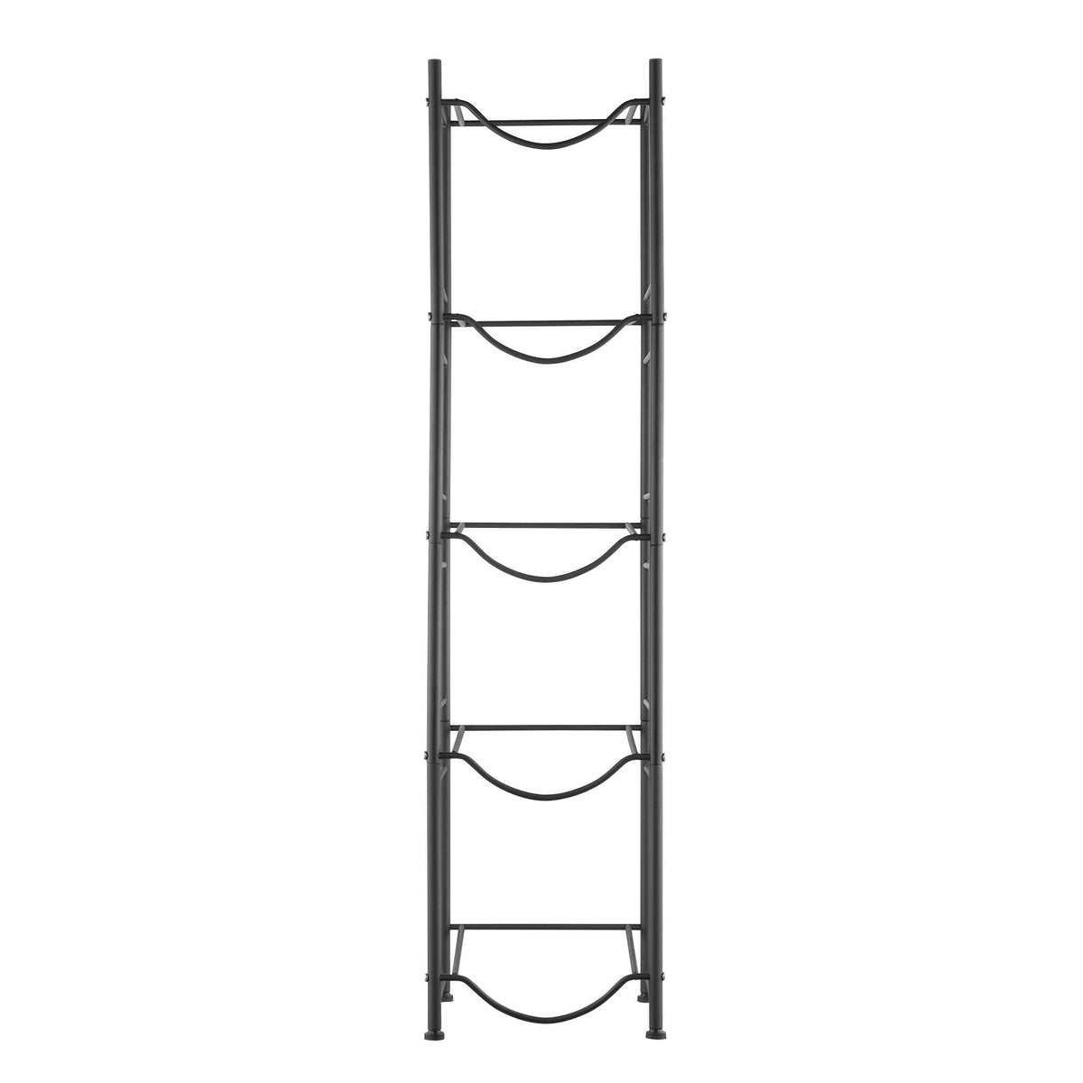 5 Tiers Water Jug Holder, 5 Gallon Water Bottle Holder, Single Row Water Bottle Rack for 5 Bottles, Heavy Duty Water Jug Rack for Kitchen, Office, Living Room, Black