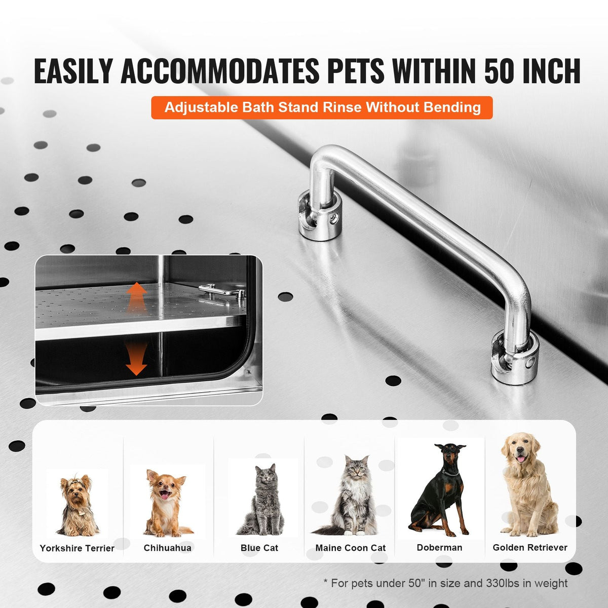 50" Pet Dog Bathing Station w/Stairs, Professional Stainless Steel Dog Grooming Tub w/ Soap Box, Faucet,Rich Accessory, Dog Bathtub for Large,Medium,Small Pets, Washing Sink for Home Right