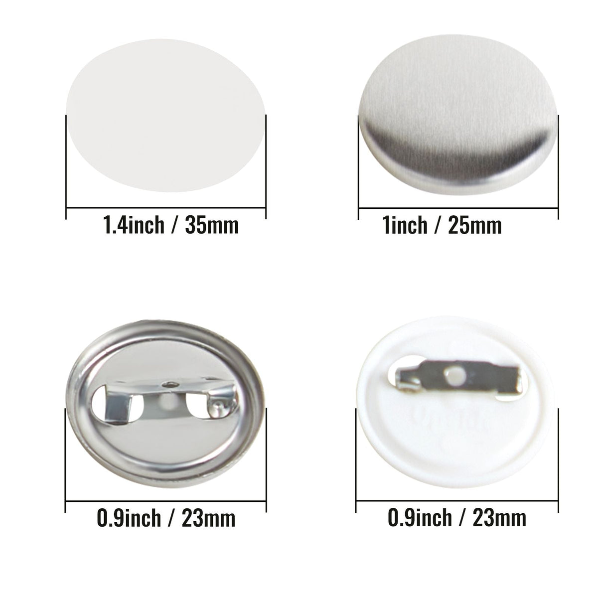 500 Sets 1 inch 25mm Pin Back Button Parts, DIY Round Button Badge Parts, Set Includes Metal Top, Plastic/Metal Button, Clear Film, and Blank Paper For Gifts Presents, Machine NOT Included