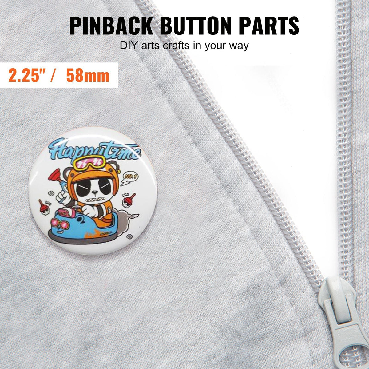 500 Sets 2.25 inch 58mm Pin Back Button Parts, DIY Round Button Badge Parts, Set Includes Metal Top, Plastic/Metal Button, Clear Film, and Blank Paper For Gifts Presents, Machine NOT Included