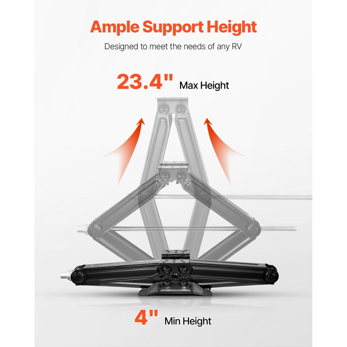 5000 lbs RV Scissor Jacks, 4-23.4 in RV Stabilizer Leveling Scissor Jacks, Set of 4, Heavy Duty Stabilizer Jack with Crank Handle, Socket and Bubble Levels, Not Easily Bent or Deformed