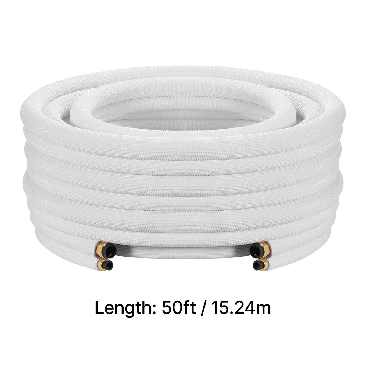 50ft Mini Split Line Set, 1/4' & 3/8' OD AC Copper Tubing Pipe, 3/8 White PE Thickened Insulated Coil with Flared Nuts, Rich Fittings, for Mini Split Air Conditioner HVAC or Heat Pump System
