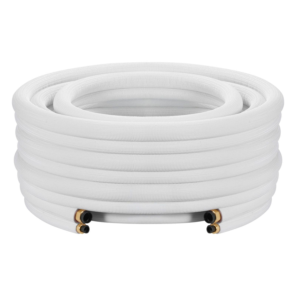 50ft Mini Split Line Set, 3/8' & 5/8' OD AC Copper Tubing Pipe, 3/8 White PE Thickened Insulated Coil with Flared Nuts, Rich Fittings, for Mini Split Air Conditioner HVAC or Heat Pump System