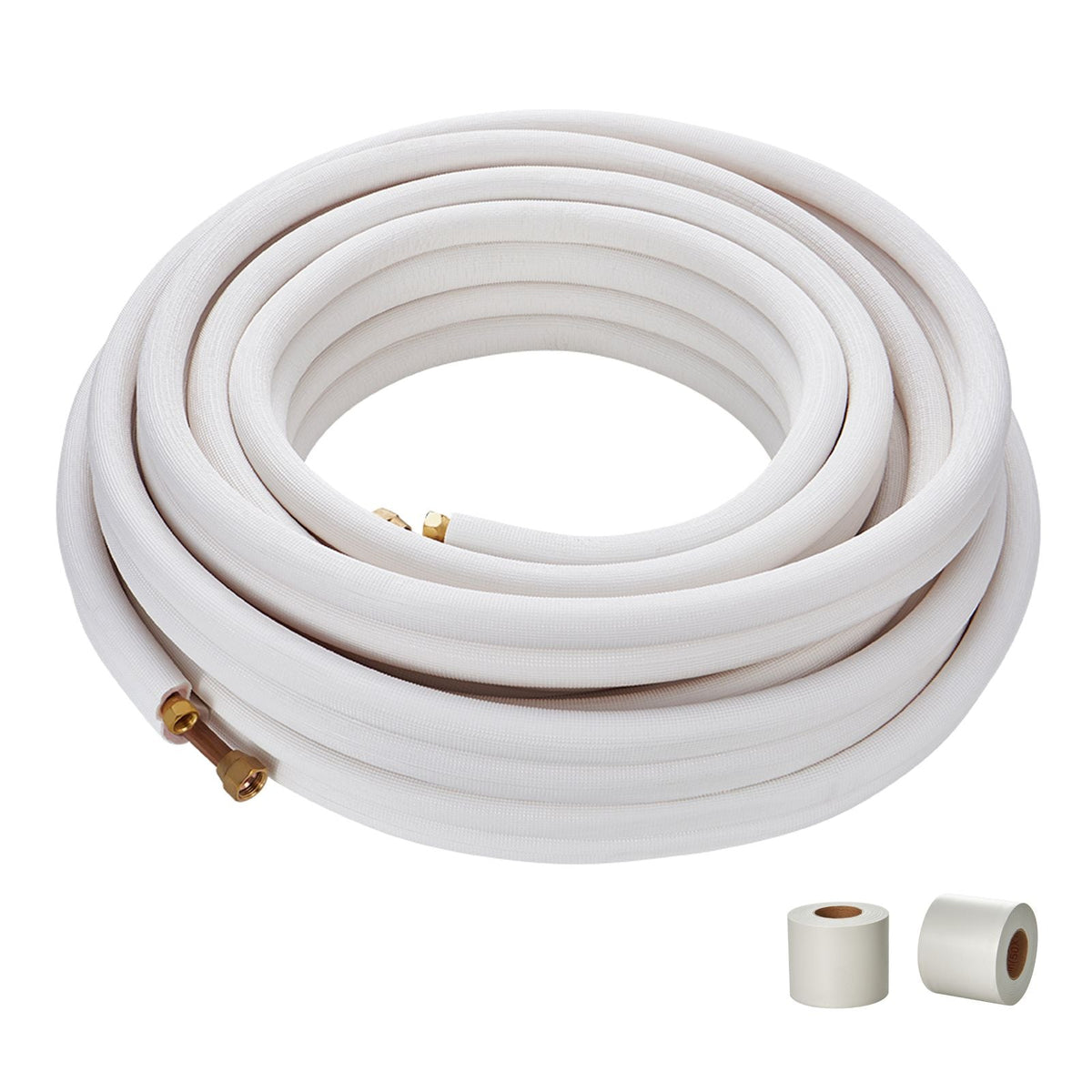 50FT Mini Split Line Set, 3/8" & 5/8" O.D Copper Pipes Tubing and Triple-Layer Insulation, for Mini Split Air Conditioning Refrigerant or Heating Pump Equipment & HVAC with Wrapping Strips.