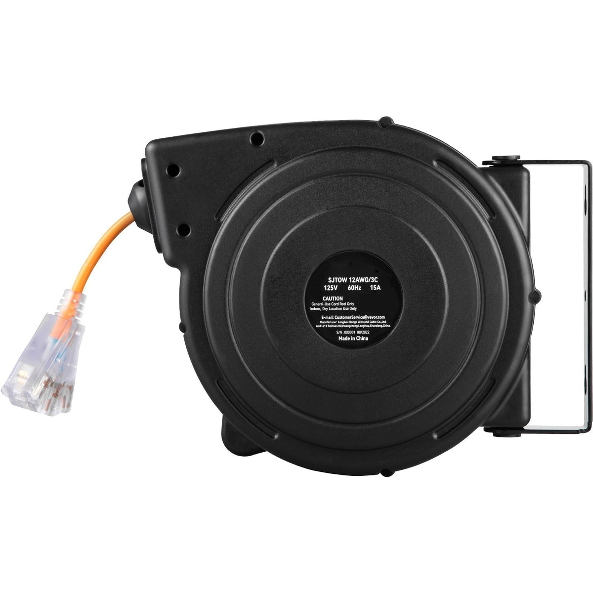 50ft Retractable Extension Cord Reel 14AWG/3CSJTOW Power Cord Reel