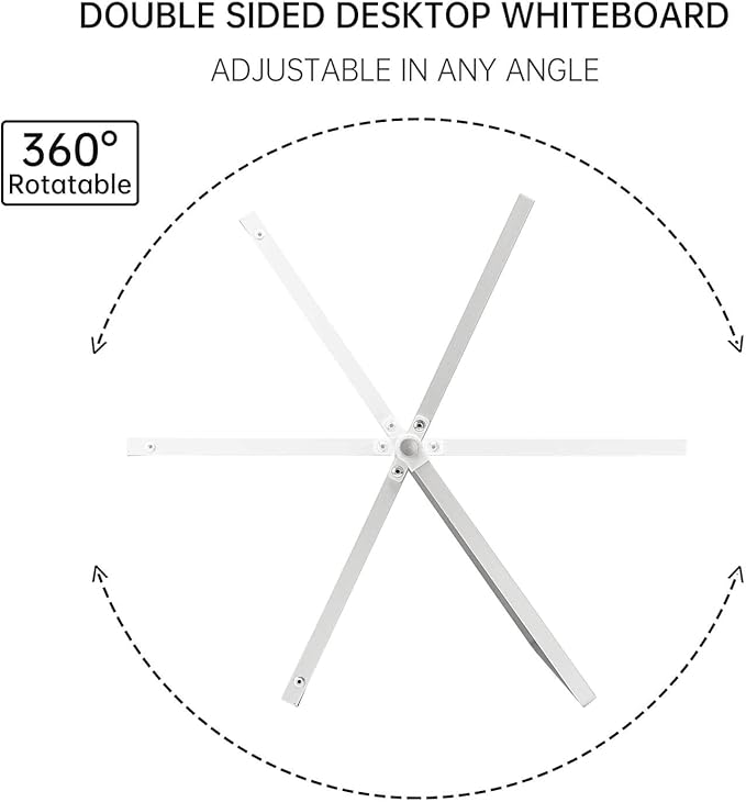 TSJ OFFICE Small White Board - 10 X 10 Inches Small Magnetic Dry Erase Board with Hooks for Wall, Desktop Whiteboard Stand 360 Degrees Revolving Double Sided for Office, Home, School, Silver