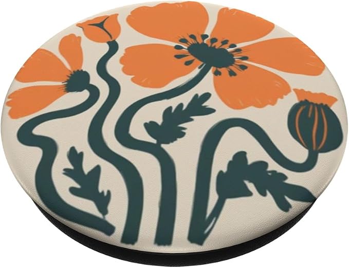 Orange Poppy Flowers and Orange Stems PopSockets Adhesive PopGrip