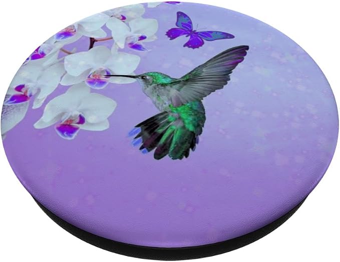 Cell Phone Pop Up Holder Hummingbird Flower Butterfly Purple PopSockets Adhesive PopGrip