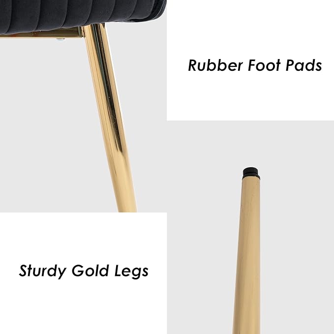 Modern Black Velvet Dining Chairs Set of 8, Upholstered Gold Dining Room Chairs with Tufted Back, Accent Armrest Kitchen Chairs with Gold Legs for Dining Room Reception