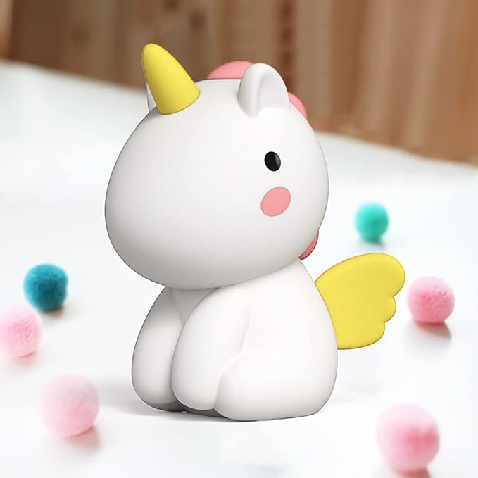 Unicorn Night Light for Adults Kids,Rechargeable Light Table Lamp Bedside Lamp with 7 Colors,LED Dimmable Animal Silicone Sleep Night Lamp Cute Room Decor Night Light for Girls Boys
