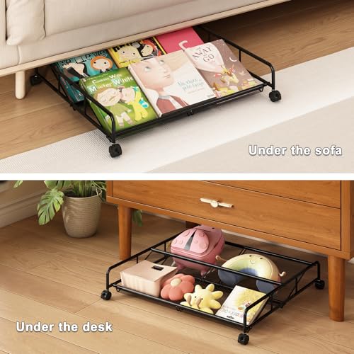 Under Bed Shoe Storage Organizer, Metal Mesh Under Bed Storage Containers with Wheels, Shoe Organizer Drawer Space Saving for Bedroom, 1 Pack - size: 1 Pack