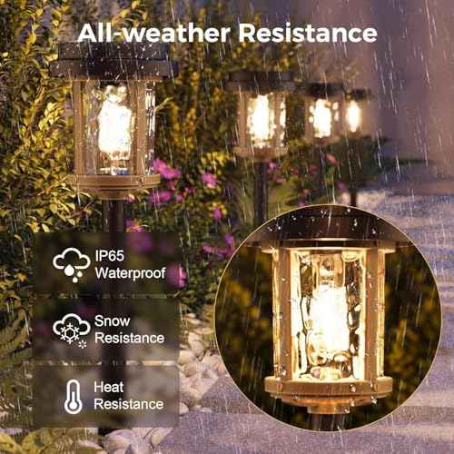 XMCOSY+ Solar Lights Outdoor, 6 Pack Pathway Lights Solar Powered, 20 LM LED Glass Outside Light, Waterproof Lighting for Garden Yard Landscape Driveway Walkway (Warm White)