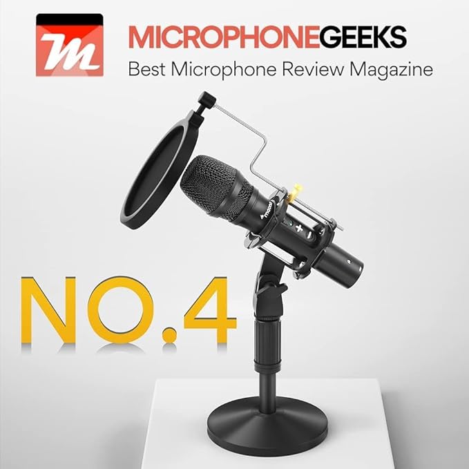 MAONO USB/XLR Podcast Dynamic Microphone, Studio Mic Kit with Volume Control, Shock Mount, Pop Filter, Ideal for Vocal, Instruments Recording, Voice Over, Live Streaming (HD300T)