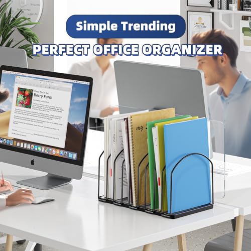 Simple Trending 9 Section Metal File Sorter Organizer for Desk Home Office, Black - style: 7 Section Black