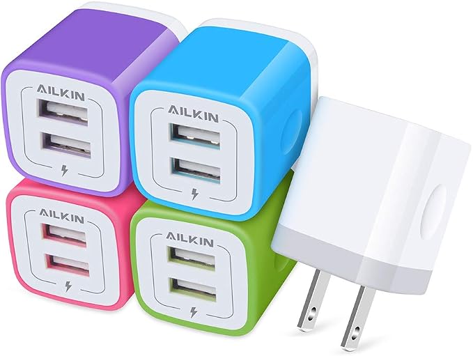 USB Wall Plug Multi USBA AC Power Charger Adapter USB-A Block Cube iPhone | iPad Samsung Google Pixel LG Camera Phones &amp Tablets Charge Multiple USB Plug Station Base