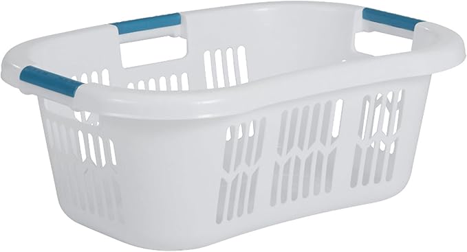 Rubbermaid Laundry Basket XL Hip-Hugger Basket 2.1-Bushel White Laundry Storage/Bathroom/Bedroom/Home Closet