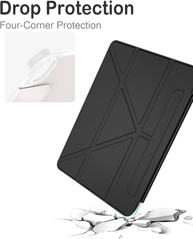 Feams Y Fold Folio for iPad A16 11th Generation Case 11 Inch 2025 iPad 10th Generation Case 10.9 Inch 2022 Y-Shaped Stand Magnetic Attachment Back Cover with Magnetic Clasp &amp Auto Sleep Black