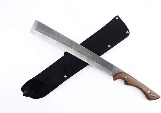 Blazing S. 19.3" Hunting Trail Cutting Japanese Nata Style Machete, Heavy Duty, Ergonomic Wood Handle with Nylon Sheath
