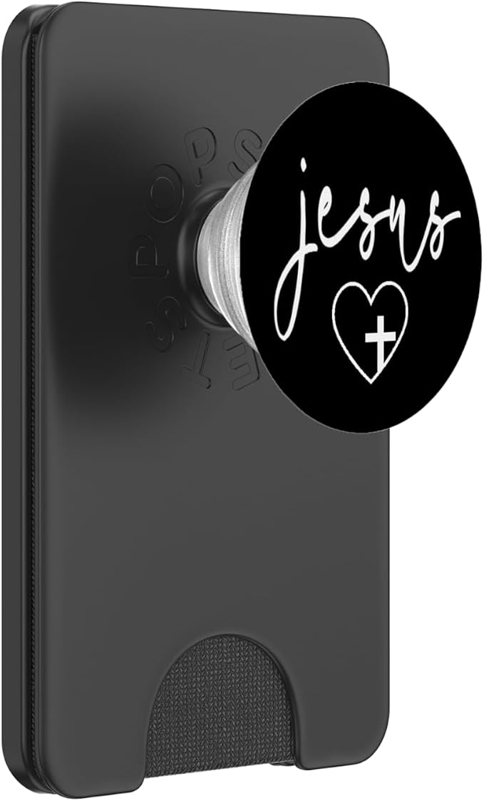 Jesus Cross Love Faith Easter Christmas White Font Black PopSockets Adhesive PopGrip
