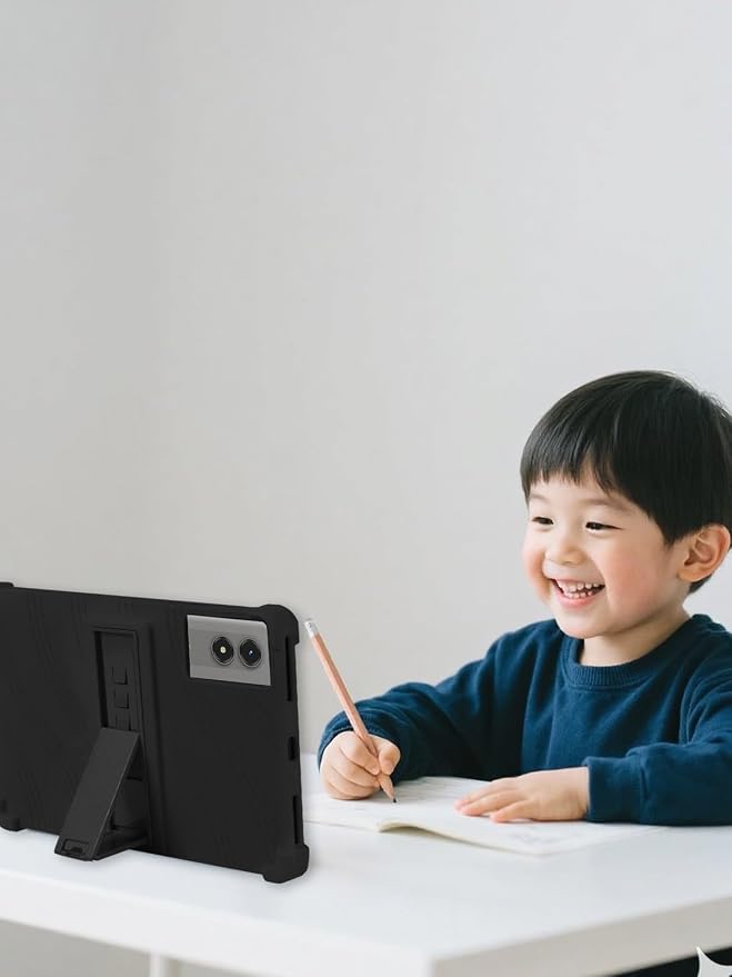 Case for TABWEE T50 Tablet 11 Inch (Black) | Soft Silicone Kids Friendly Protective Cover with Adjustable Stand Drop-Proof