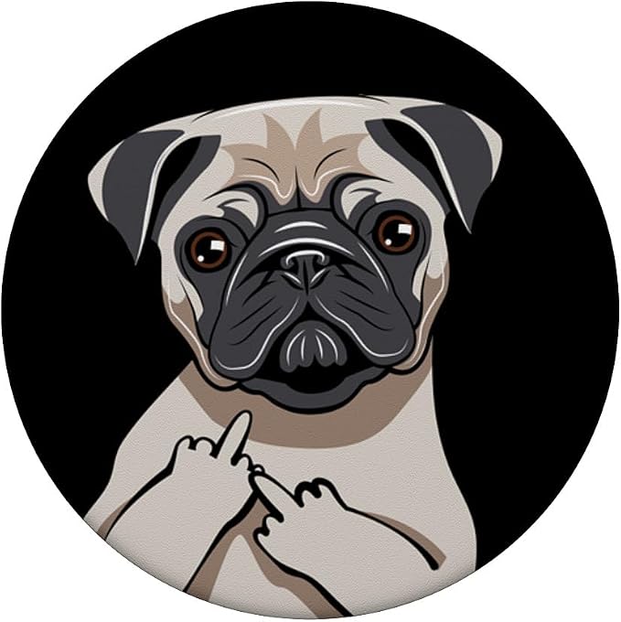 Middle Finger Pug Socket Grip Gift PopSockets PopGrip: Swappable Grip for Phones &amp Tablets PopSockets Adhesive PopGrip