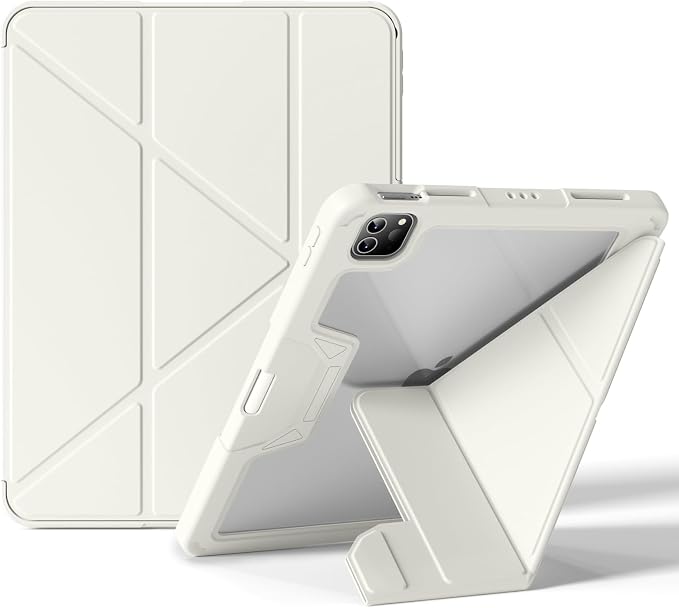 Case for iPad Pro 11 inch (4th/3rd/2nd Generation) 2022/2021/2020 | Y-Stand Shockproof Protective Cover with Pencil Holder Multi-Angle Stand Clear Hard Back (Black)