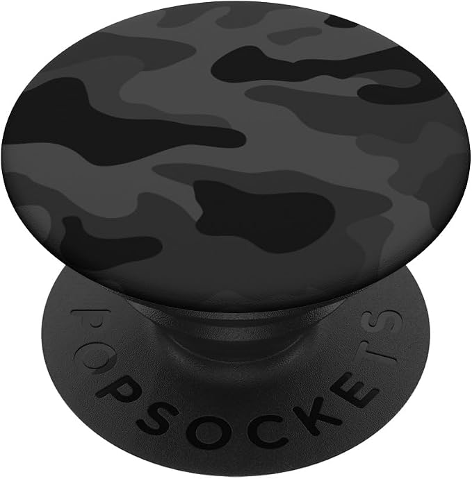 Cute Black Camo Pattern darck Grey Design for Boys Girls PopSockets Adhesive PopGrip