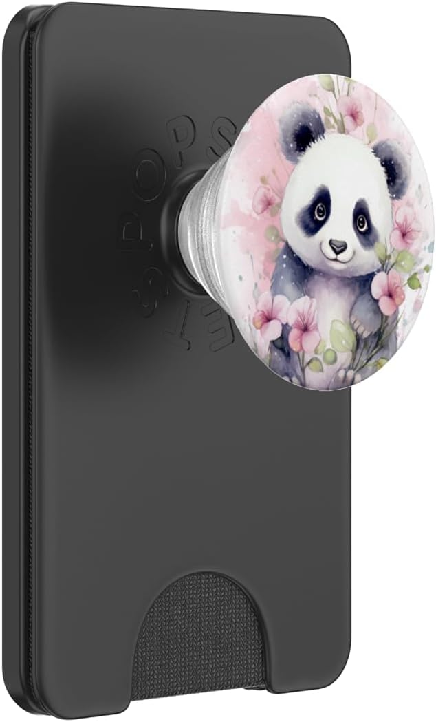 cute panda watercolor PopSockets Adhesive PopGrip