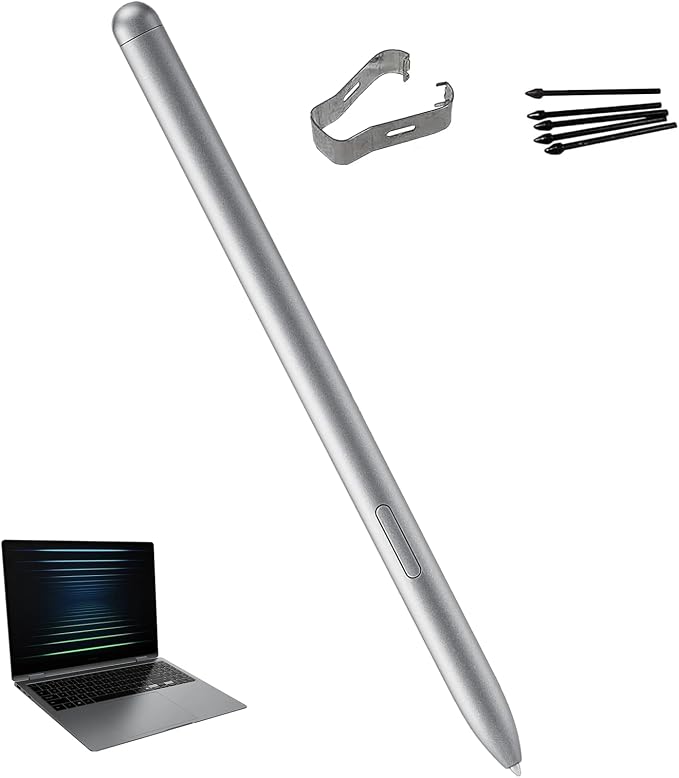 Galaxy Book5 360 S Pen Replacement for Samsung Galaxy Book5 360 Pen Book5 Pro 360 S Pen Without Bluetooth Book5 Pro 360 Stylus Pen + 5 Tips (Silver)