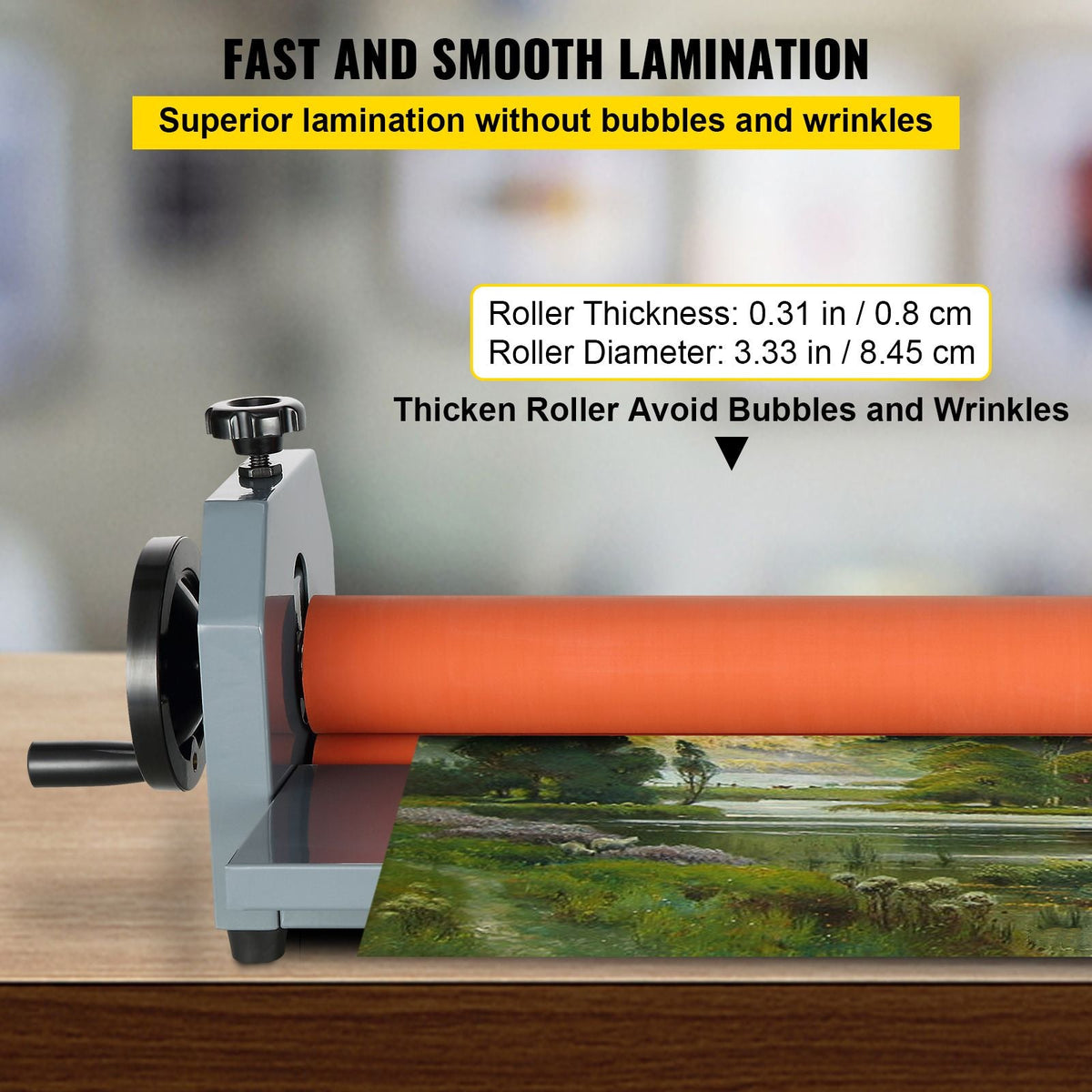 51 Inch Cold Laminator Machine 10mm Manual Vinyl Photo Film Cold laminator Hand Crank Pressure Cold Roll laminator(51Inch)
