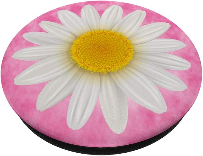 Cute Daises White Flower Daisy On Pink Background PopSockets PopGrip: Swappable Grip for Phones &amp Tablets