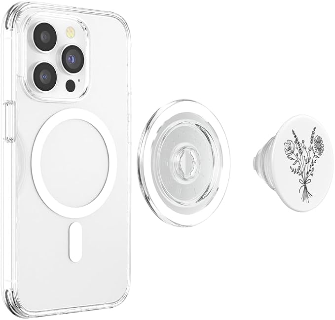 White Wildflower Floral Flower Design PopSockets Adhesive PopGrip