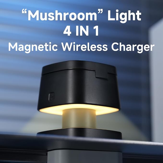 4 in 1 Magnetic Wireless Charging Station15W Fast Charging with Night Light for MagSafe Charger Stand3 in 1 Wireless Charger for iPhone 17/16/15/14/13 Pro MaxApple Watch &amp AirPodsSand Gold