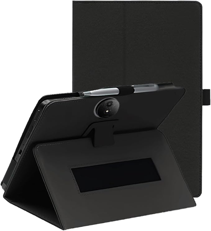 11.5 Case for TCL NXTPAPER 11 Plus Android Tablet (Model 9469X) (Black) | PU Leather Folding Cover with Pen Holder and Wrist Strap Business Travel Portable