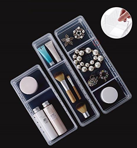 Chris.W Desk Drawer Organizer Tray with Adjustable Dividers, Multi-Drawers for Makeups, Utensil, Pens, Flatware and Junks - Set of 4 (2 Large + 2 Small),13.8 Inch Length - size: Large(2L + 2S)