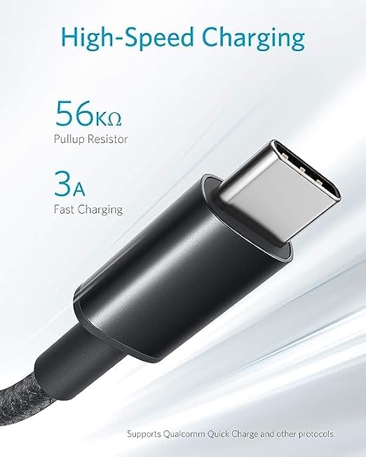 Anker Cable [2 Pack 10ft] USB A to USB C Cable for iPhone 17 SeriesSamsung Galaxy S10 S10+ LG V30 Beats Fit Pro and More (Black).