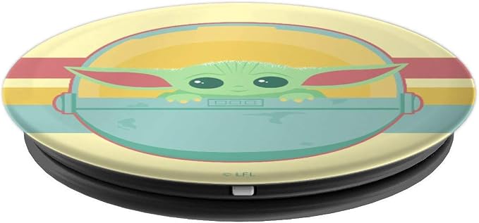 Star Wars The Mandalorian The Child Retro Rainbow Portrait PopSockets Adhesive PopGrip