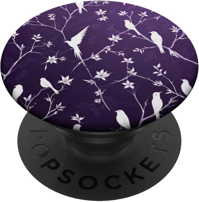 White Birds Purple PopSockets Adhesive PopGrip