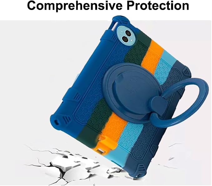 Tablet Case for Teclast P50 11 inch Soft Anti-Stress Silicone Case with 360° Rotate Stand/Pencil Holder/Shoulder Strap/Pen for Teclast P50 (Colorful Blue)
