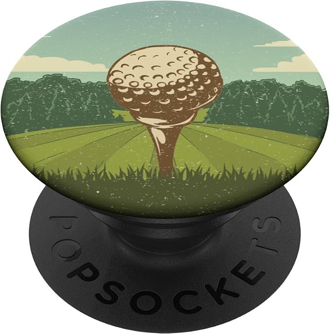 Golf Ball on Tee Vintage look - Fore Golf Tee-Up PopSockets Adhesive PopGrip