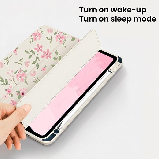 iPad Pink Case for iPad Pro Generation 11Inch 2018/2020/2021/2022 with Pencil Holder-[Auto Wake/Sleep] Trifold Stand Soft TPU Protective Cover Cute Cherry Bow