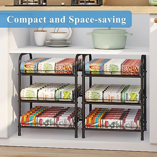 GILLAS 3 5 6 7 8 Tier Water Bottle Storage, Metal Beverage Can Rack,Large Capacity Bottled Rack Water Bottle Holder Stand for Cabinet, Countertop Kitchen, Party, Black - size: 3 Tier Without Wooden Top