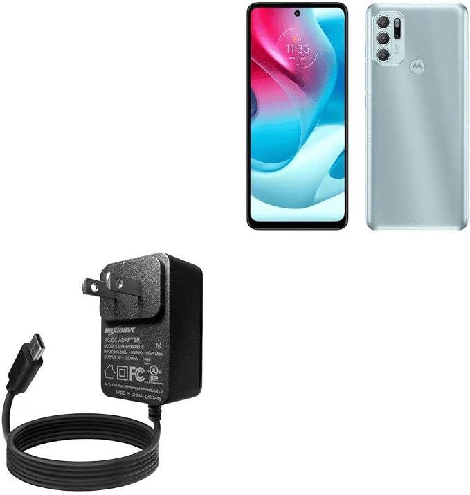 BoxWave Charger Compatible with Motorola G62 (India) - Wall Charger Direct (15W) Rapid Charge Your Device with Built-in 3ft Cable
